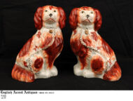 Large Pair of red and White Dogs