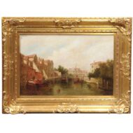 Oil Painting of Canal Scene with Boats