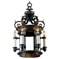 French Bronze Six-Light Lantern with Foliage Décor from the Turn of the Century