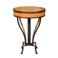 Austrian Biedermeier 1820s Guéridon Side Table with Burl Veneer and Iron Frame