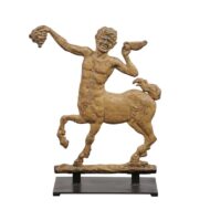 French 1900s Painted Iron Mythological Centaur Sculpture Mounted on Custom Base