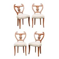 Set of Four Austrian Biedermeier Side Chairs with Lyre Shaped Backs, circa 1850