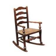 English 1800s Georgian Period Plum Wood Child's Rocking Chair with Rush Seat