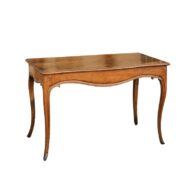 French Louis XV Style Walnut Console Table with Cabriole Legs, circa 1820