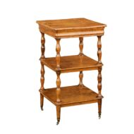 French Burled Walnut Three-Tiered Trolley with Butterfly Veneer, circa 1870