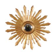 Large Vintage French Midcentury Sunburst with Small Convex Mirror Plate