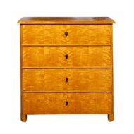 Austrian 1870s Biedermeier Style Four-Drawer Chest with Bookmarked Birch Veneer