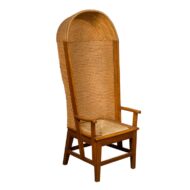 Scottish 1900s Orkney Island Canopy Chair with Hooded Handwoven Straw Back