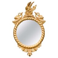 English Carved Giltwood Convex Mirror with Mythical Creatures, circa 1840