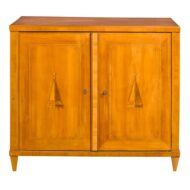 Austrian Biedermeier Period Walnut Buffet with Geometric Pyramidal Marquetry