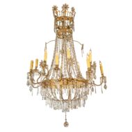 French 19th Century Empire Style 16-Light Crystal and Gilt Metal Chandelier