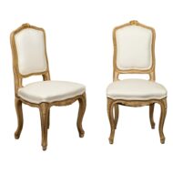 Pair of 1920s Louis XV Style Painted and Gilt Child's Chairs with Carved Flowers