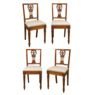 Set of Four Italian 1820s Neoclassical Dining Room Chairs with Carved Splats