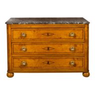 Biedermeier Period 1840s Walnut Three-Drawer Commode with Grey Marble Top