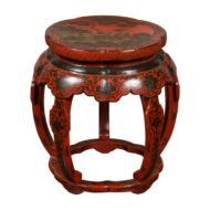 Chinese Ming Dynasty Style 1920s Red and Black Lacquered Drum Stool or Table