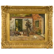 English 19th Century Genre Painting by Charles Hunt Jr, Entitled The Intruder