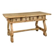 Spanish Baroque Style Bleached Walnut Trestle Base Farm Table, circa 1820