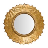 French Midcentury Giltwood Sunburst Mirror with Radiating Rays and Carved Frame
