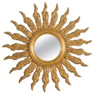 French Giltwood Sunburst Mirror with Wavy Sunrays from the Mid-20th Century