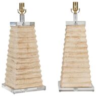 Pair of Italian Midcentury Pyramidal Shaped Fragment Table Lamps with Lucite