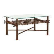 French 1892 Iron Balcony Fragment Made into a Coffee Table with Glass Top