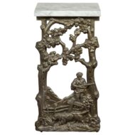 French 1920s Iron Fragment Depicting a Hunter Made into a Table with Marble Top