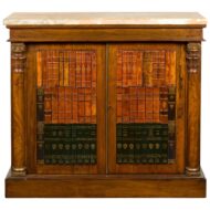 French Napoléon III 1870s Faux Book Rosewood Credenza with Ionic Half Columns