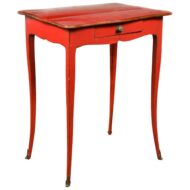 French 1820s Restauration Period Red Side Table with Serpentine Top and Drawer