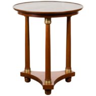 French 19th Century Empire Round Top Side Table with Bronze Mounts and Low Shelf
