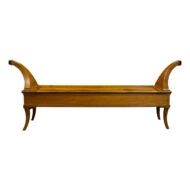 French 1820s Restauration Walnut Bench with Lift-Top Seat and Curving Arms