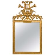 French Crested Giltwood Mirror with Carved Music Allegory, circa 1900