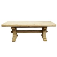 Rustic French 1880s Oak Farm Table with Trestle Base and Natural Patina