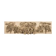 English 19th Century Carved Wooden Fragment with Fruits and Flower Garland