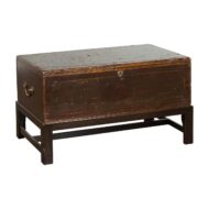 English 19th Century Painted Wood Box Mounted on a Newer Custom Stand