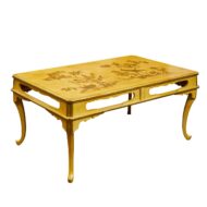 French Midcentury Chinoiserie Style Coffee Table with Décor or Birds in Foliage