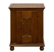 Italian 1820s Small Oak Cabinet with Single Door and Geometric Carved Motif