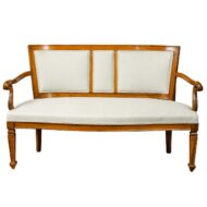 Italian 19th Century Carved Walnut Upholstered Settee with Scrolling Arms