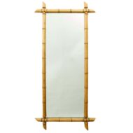 French 1920s Rectangular Faux Bamboo Walnut Mirror with Light Patina