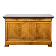 French Louis-Philippe Style 1870s Walnut Enfilade with Dark Grey Marble Top