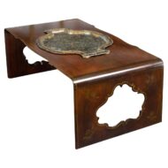 Asian Rosewood Waterfall Coffee Table with Removable Tray and Pierced Sides