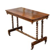 English 1860s Mahogany Table with Barley Twist Base and Petite Casters