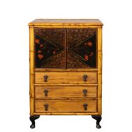 English 1890s Japonism Bamboo Cabinet with Two Doors and Three Drawers