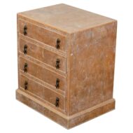 Small English Burl Wood Chest with Four Drawers and Distressed Finish