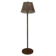 English Midcentury Woven Basket Single Light Floor Lamp on Circular Base