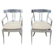 Vintage Pair of Mid-Century Steel Armchairs with Custom Cushion and Saber Legs