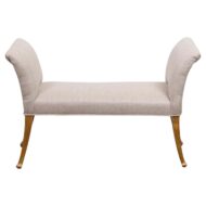 French Mid-Century Giltwood Bench with Saber Legs and New Upholstery