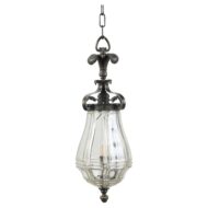 French 1920s Bronze and Glass Lantern with Feathers and Acanthus Leaves