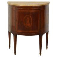 Italian Neoclassical 18th Century Walnut Demilune Cabinet with Marquetry Décor