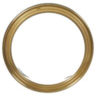 Midcentury Brass Circular Mirror with Stepped Frame and Beveled Edge