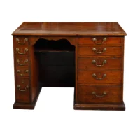 English Georgian Period Mahogany Desk with Ten Graduating Drawers and Shelf